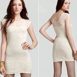 Free People NWOT Lurex Starlight Cream Lace Dress L